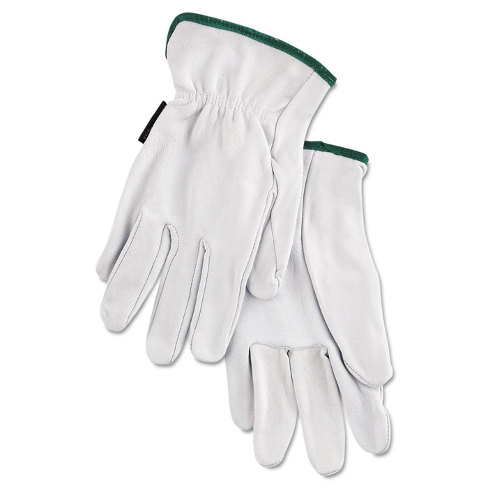 MCR Grain Goatskin Driver Gloves, White, Medium, 12 Pairs