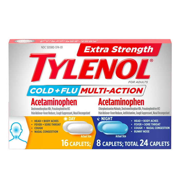 Tylenol Extra Strength Cold + Flu Relief Day & Night Caplets by Pasteur Pharmacy