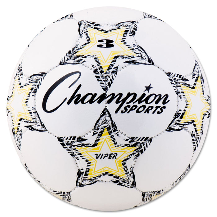 Champion Sports VIPER Soccer Ball, No. 3 Size, 7.25" to 7.5" Diameter, White