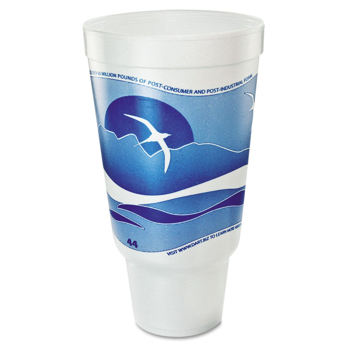 Dart Horizon Hot/Cold Foam Drinking Cups, 44 oz, Ocean Blue/White, 15/Bag, 20 Bags/Carton