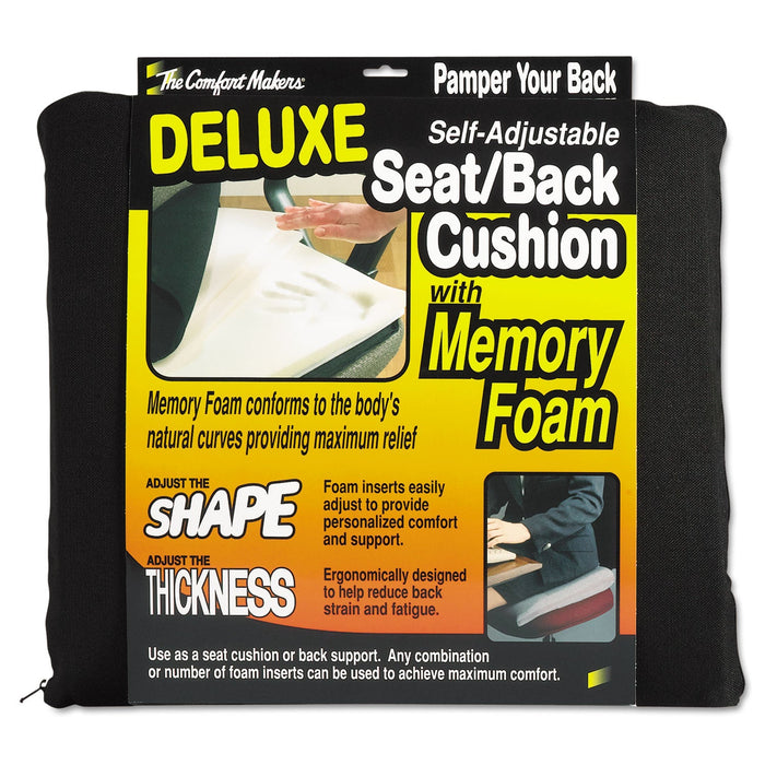 Master Caster The ComfortMakers Deluxe Seat/Back Cushion, Memory Foam, 17 x 2.75 x 17.5, Black
