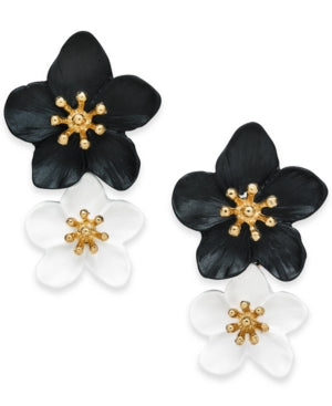 Inc Gold-Tone Double Flower Drop Earrings by Vanessa Jane