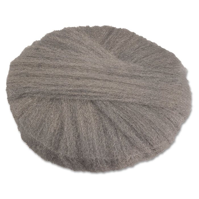 GMT Radial Steel Wool Pads, Grade 0 (Fine): Cleaning and Polishing, 17" Diameter, Gray, 12/Carton