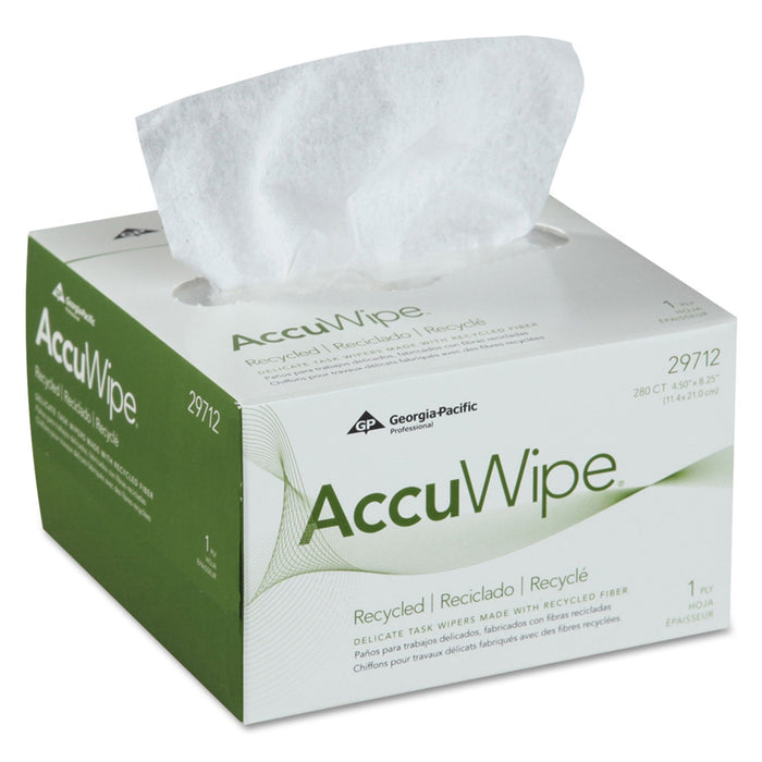 Georgia Pacific AccuWipe Recycled One-Ply Delicate Task Wipers, 4.5 x 8.25, White, 280/Box
