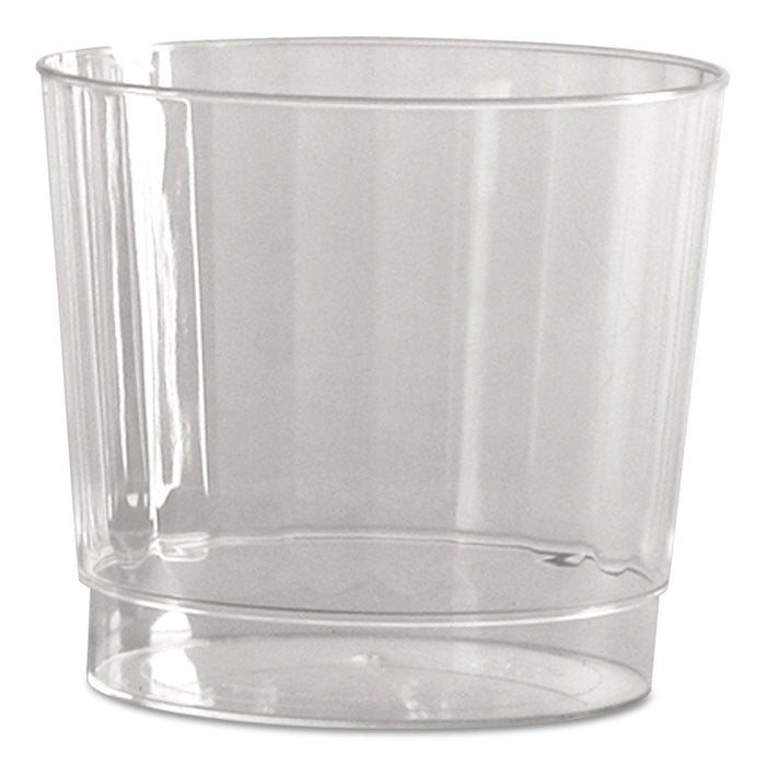 WNA Classic Crystal Plastic Tumblers, 9 oz, Clear, Fluted, Rocks Squat, 20/Pack, 12 Packs/Carton