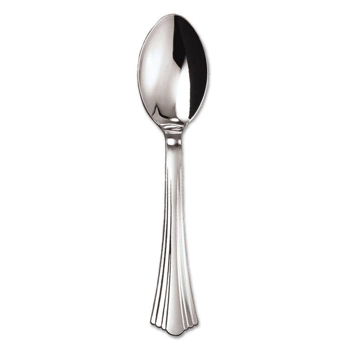WNA Heavyweight Plastic Spoons, Silver, 6 1/4", Reflections Design, 600/Carton