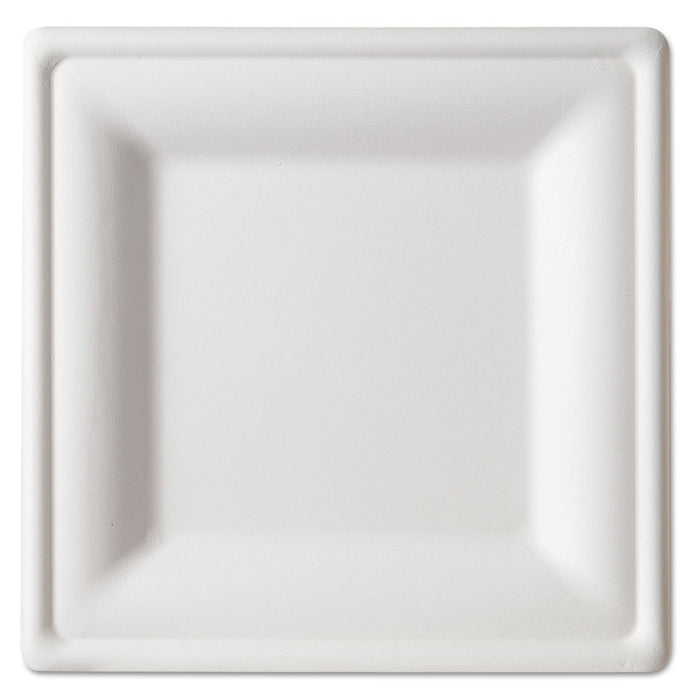 Eco-Products Renewable and Compostable Square Sugarcane Plates, Large, Natural White, 50/Pack, 5 Packs/Carton