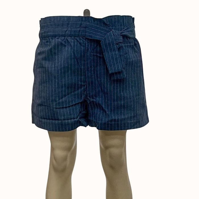 Moon River Women's High Shorts With Waist Tie, Navy, Small by Vanessa Jane