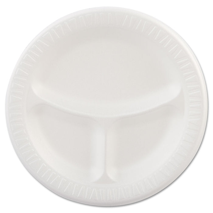 Dart Laminated Foam Plates, 3-Compartment, 9" dia, White, 125/Pack, 4 Packs/Carton