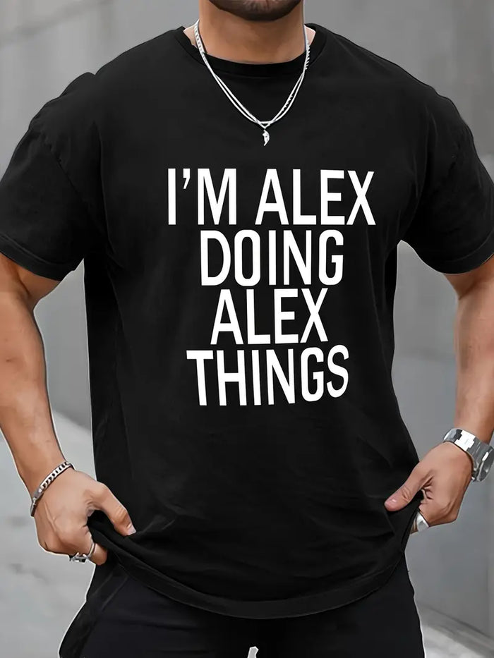Men's I'm Alex Print, Summer Daily Outdoor T-shirt, Size 2XL by Vanessa Jane