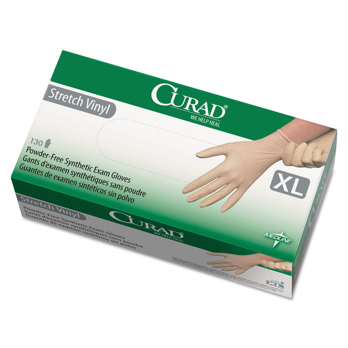 Curad Stretch Vinyl Exam Gloves, Powder-Free, X-Large, 130/Box