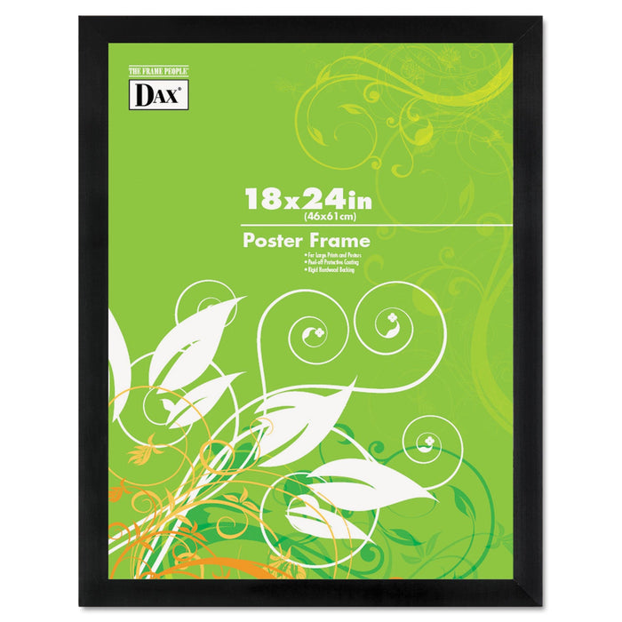 DAX Black Solid Wood Poster Frames with Plastic Window, Wide Profile, 18 x 24