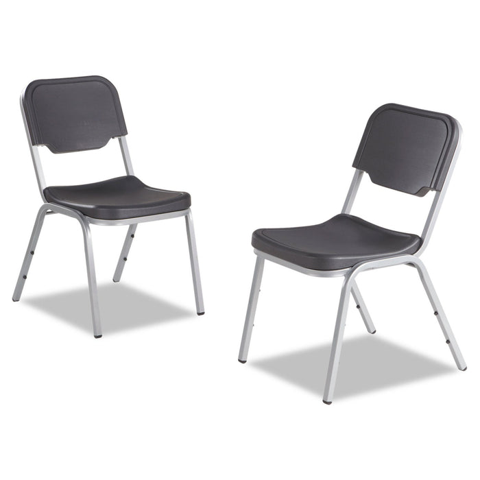 Iceberg Rough n Ready Stack Chair, Supports Up to 500 lb, Black Seat/Back, Silver Base, 4/Carton