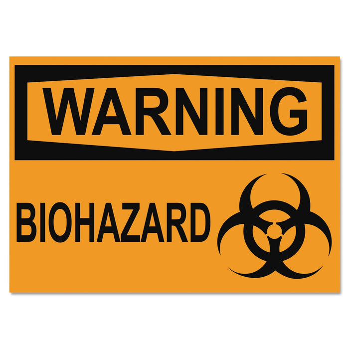 Headline OSHA Safety Signs, WARNING BIOHAZARD, Orange/Black, 10 x 14