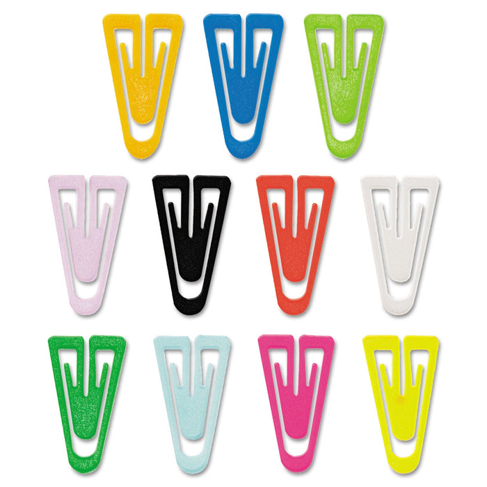 GEM Plastic Paper Clips, Medium, Smooth, Assorted Colors, 500/Box