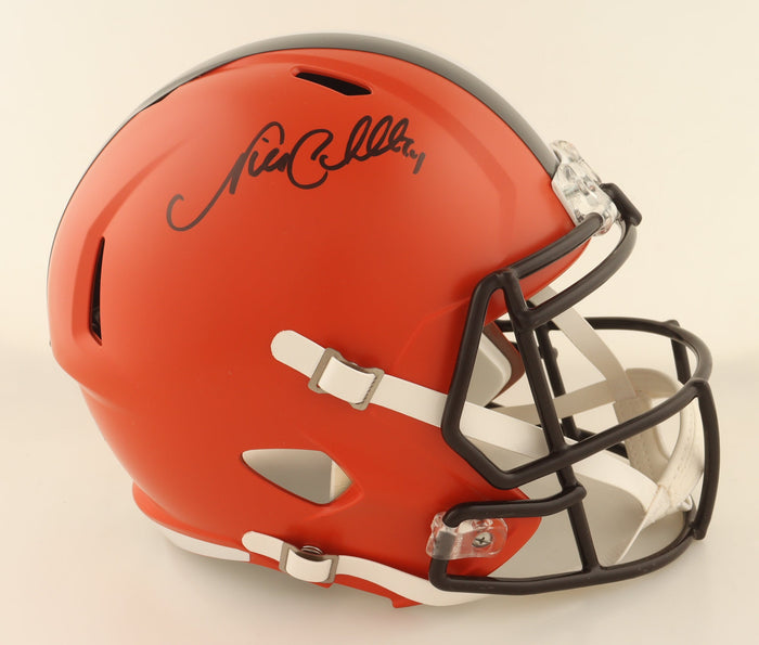 Nick Chubb Signed Browns Full-Size Speed Helmet (Beckett) Beckett Witnessed by Price Is Right Miami