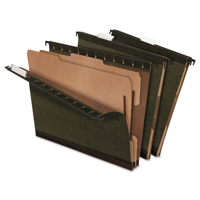 Pendaflex SureHook Reinforced Hanging Divider Folders, 2 Dividers, Letter Size, Green, 10/Box