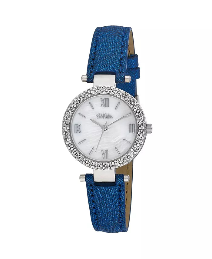 Bob Mackie Women’s Blue Polyurethane Strap Glitz Mop Dial Watch, 30mm by Vanessa Jane