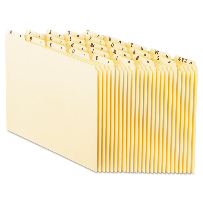 Pendaflex Top Tab A-Z File Guides, 1/5-Cut Top Tab, A to Z, 8.5 x 11, Manila, 25/Set