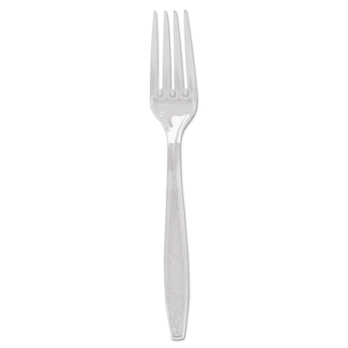Dart Guildware Heavyweight Plastic Cutlery, Forks, Clear, 1000/Carton