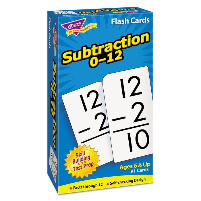 TREND Skill Drill Flash Cards, Subtraction, 3 x 6, Black and White, 91/Pack