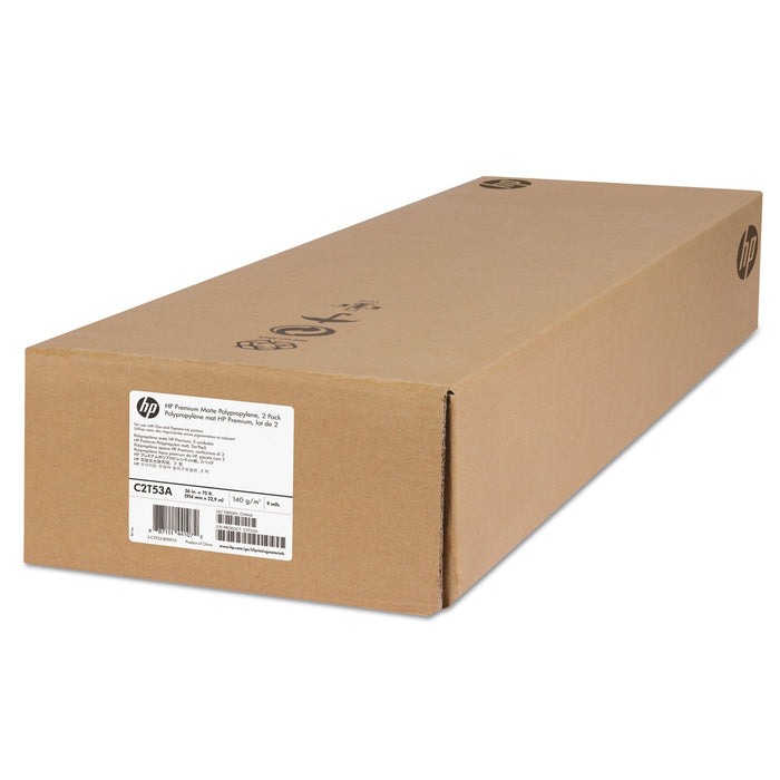 HP Premium Matte Polypropylene Paper, 2" Core, 36" x 75 ft, Matte White, 2/Pack