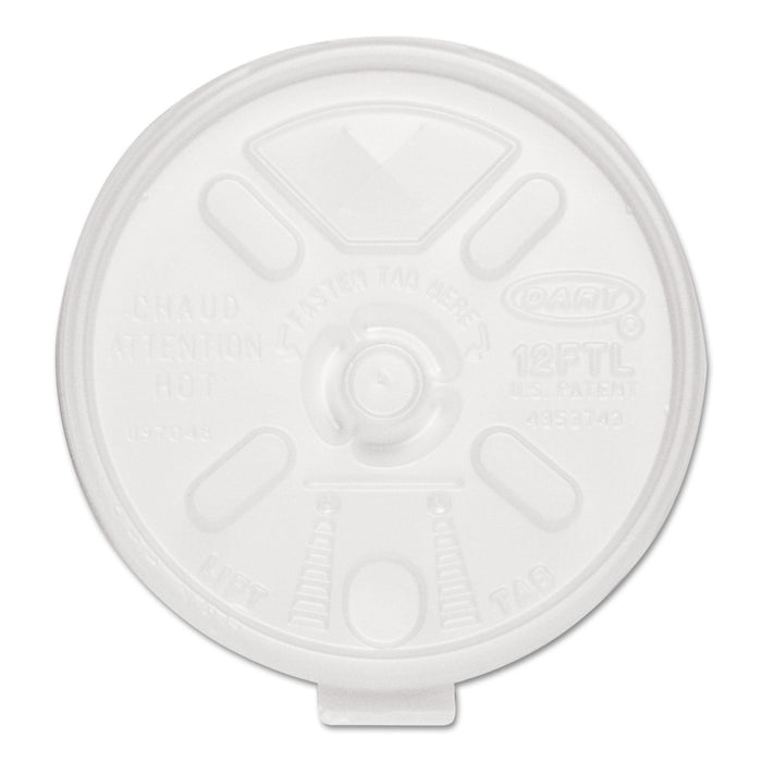 Dart Lift n' Lock Plastic Hot Cup Lids, With Straw Slot, Fits 10 oz to 14 oz Cups, Translucent, 100/Sleeve, 10 Sleeves/Carton
