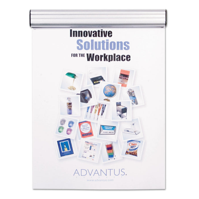 Advantus Grip-A-Strip Display Rail, 9 x 1.5, Aluminum Finish