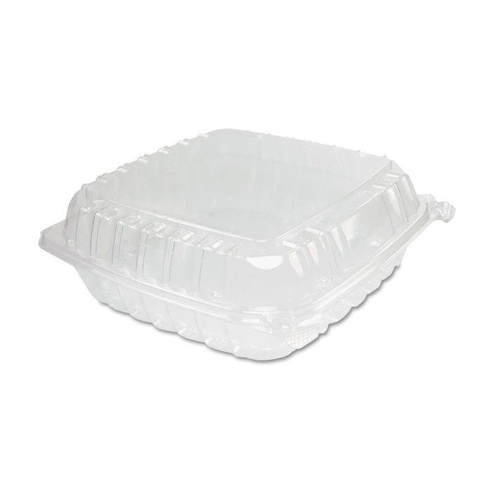 Dart ClearSeal Hinged-Lid Plastic Containers, 9.3 x 8.8 x 3, Clear, Plastic, 100/Bag, 2 Bags/Carton