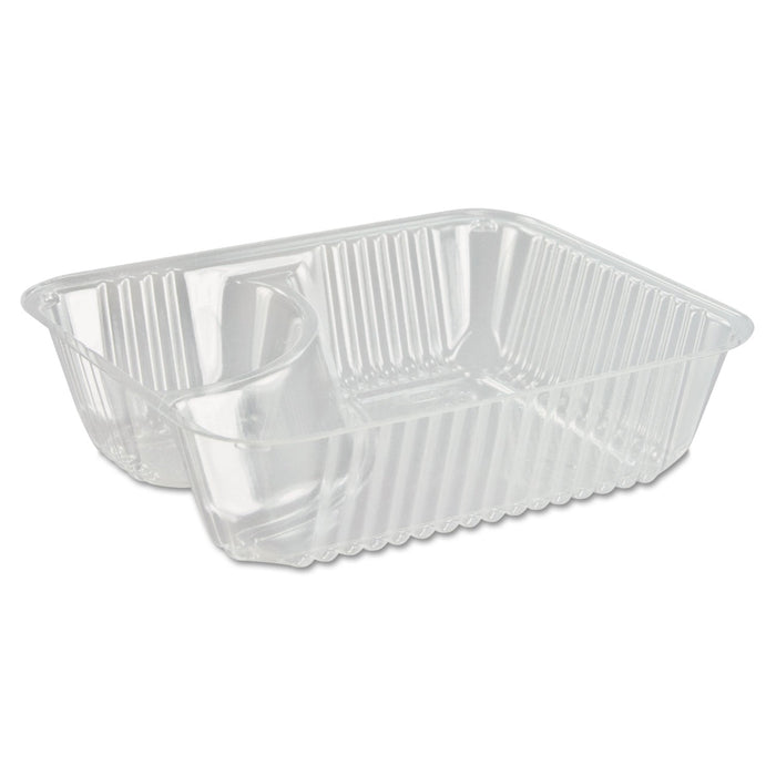 Dart ClearPac Small Nacho Tray, 2-Compartments, 5 x 6 x 1.5, Clear, Plastic, 125/Bag, 2 Bags/Carton