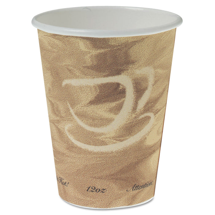 Dart Mistique Polycoated Hot Paper Cup, 12 oz, Printed, Brown, 50/Sleeve, 20 Sleeves/Carton