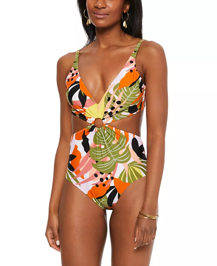 Bar III Printed Ring One-Piece Swimsuit, XS by Vanessa Jane