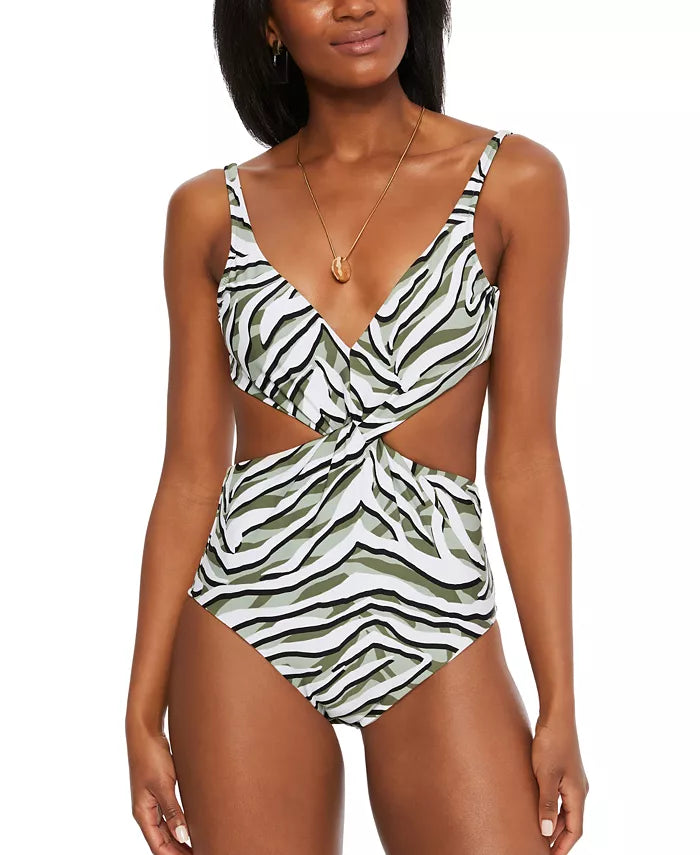 Bar III Hypno Beach Chic Printed Twist-Front One-Piece Swimsuit by Vanessa Jane