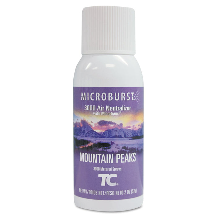Rubbermaid Microburst 3000 Refill, Mountain Peaks, 2 oz Aerosol Spray, 12/Carton