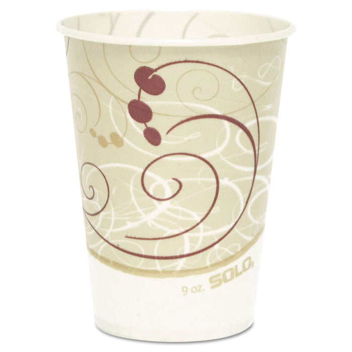 Dart Symphony Design Wax-Coated Paper Cold Cup, 9 oz, Beige/White, 100/Sleeve, 20 Sleeves/Carton