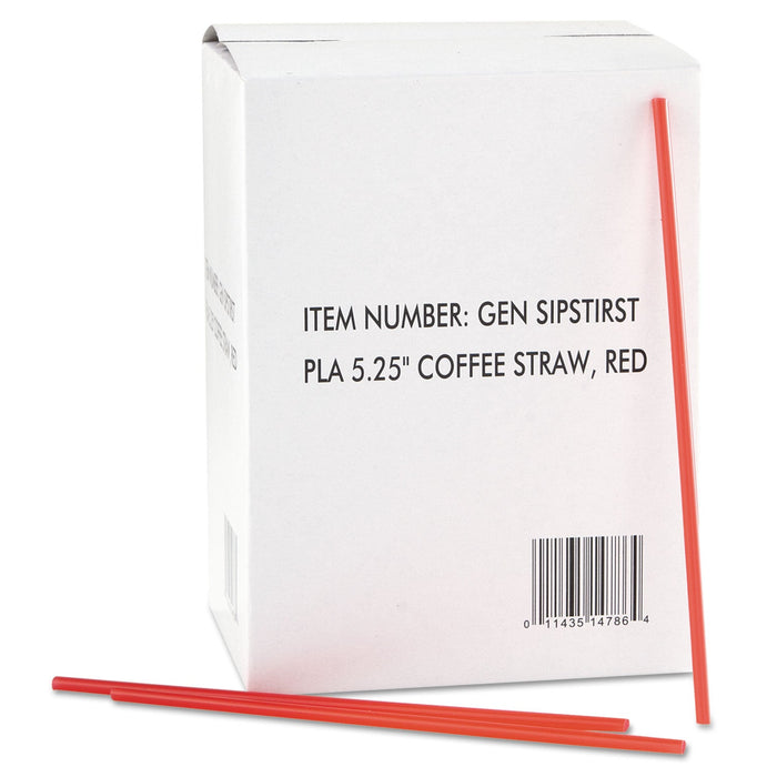 GEN Coffee Stirrer, 5.25", Plastic, Red/White, 1,000/Box, 10 Boxes/Carton