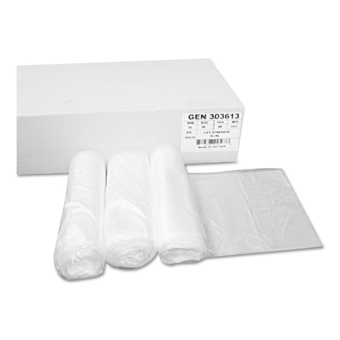 GEN High Density Can Liners, 30 gal, 10 microns, 30" x 36", Natural, 500/Carton
