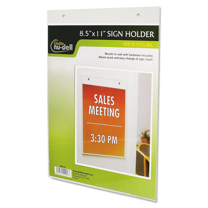 NuDell Clear Plastic Sign Holder, Wall Mount, 8.5 x 11