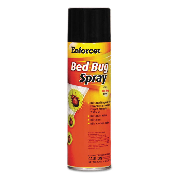 Enforcer Bed Bug Spray, For Bed Bugs/Dust Mites/Lice/Moths, 14 oz Aerosol Spray, 12/Carton