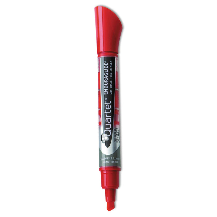 Quartet EnduraGlide Dry Erase Marker, Broad Chisel Tip, Red, Dozen
