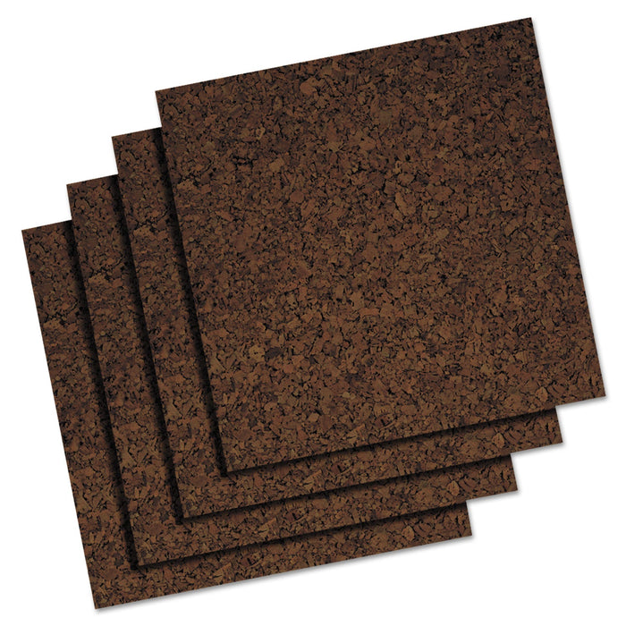 Quartet Cork Panel Bulletin Board, Brown, 12 x 12, 4 Panels/Pack