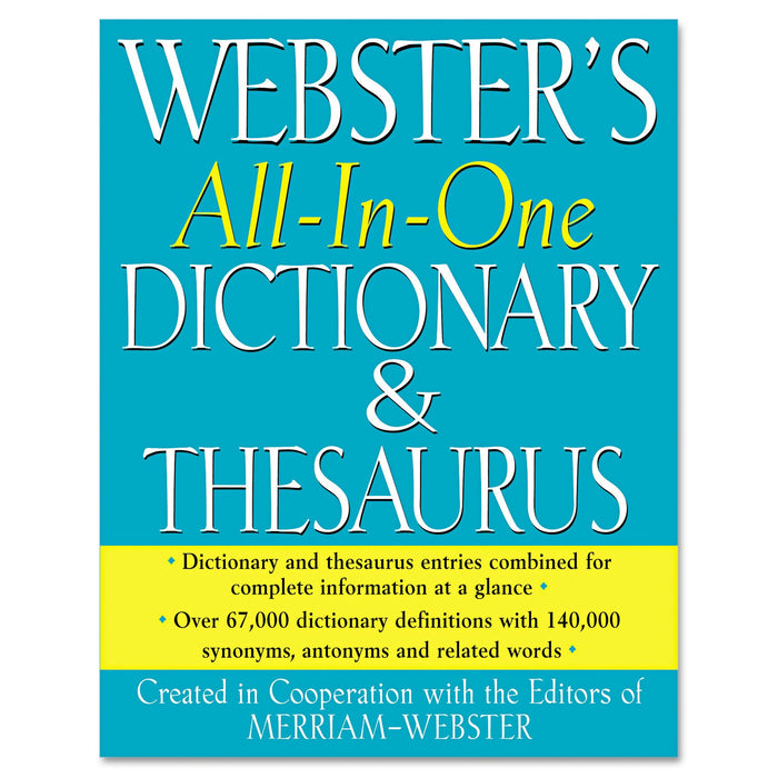 Merriam Webster All-In-One Dictionary/Thesaurus, Hardcover, 768 Pages