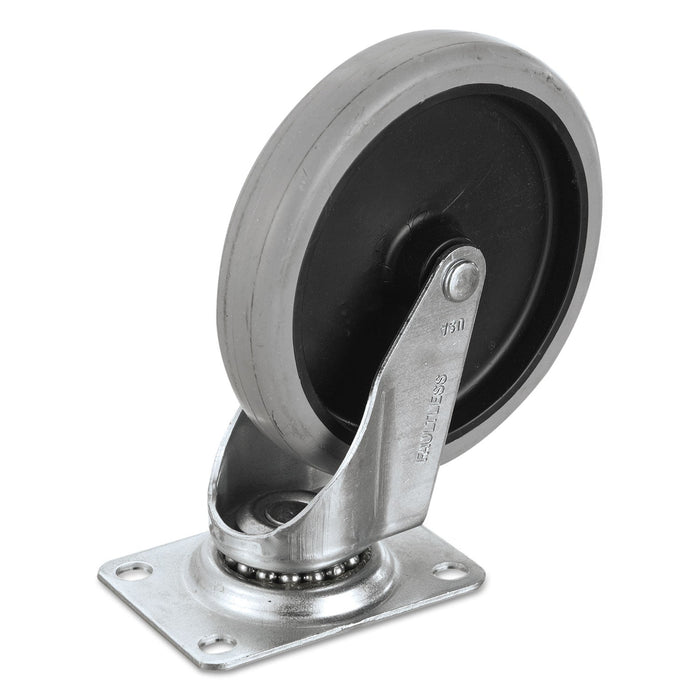 Rubbermaid Replacement Bayonet-Stem Swivel Casters, Swivel Mount Plate, 5" Soft Rubber Wheel, Black