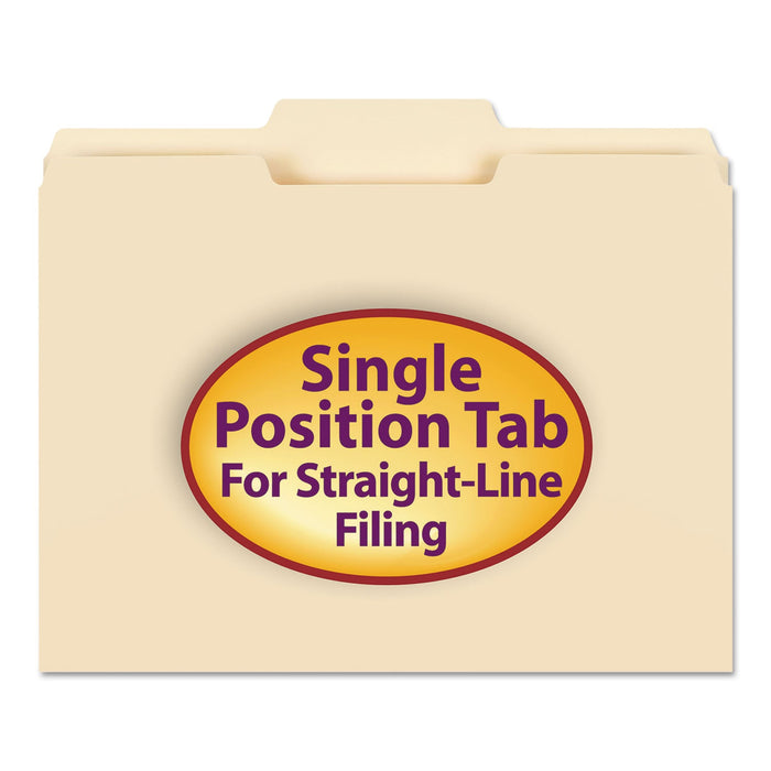 Smead Manila File Folders, 1/3-Cut Tabs: Center Position, Letter Size, 0.75" Expansion, Manila, 100/Box