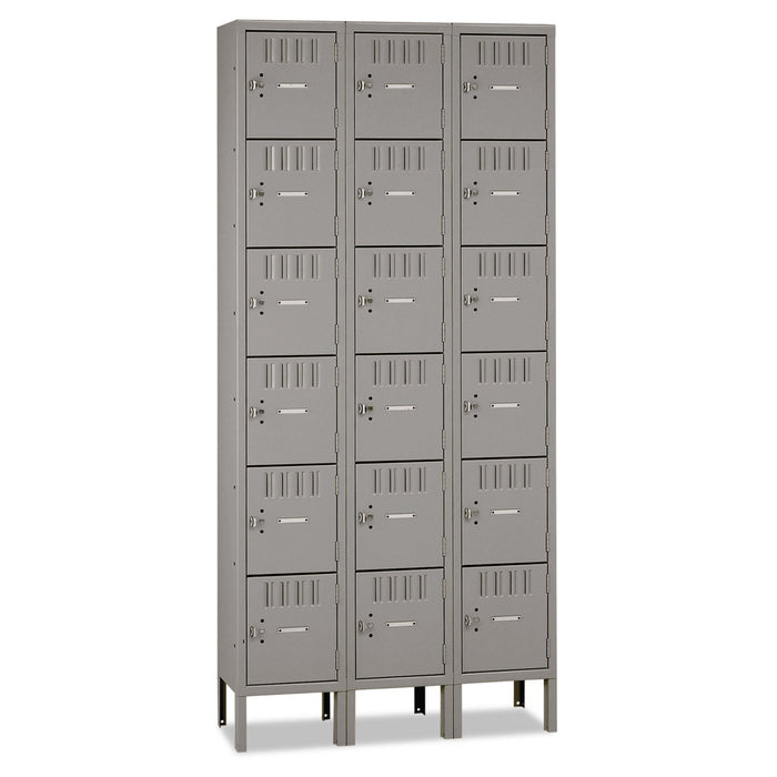 Tennsco Box Compartments with Legs, Triple Stack, 36w x 18d x 78h, Medium Gray