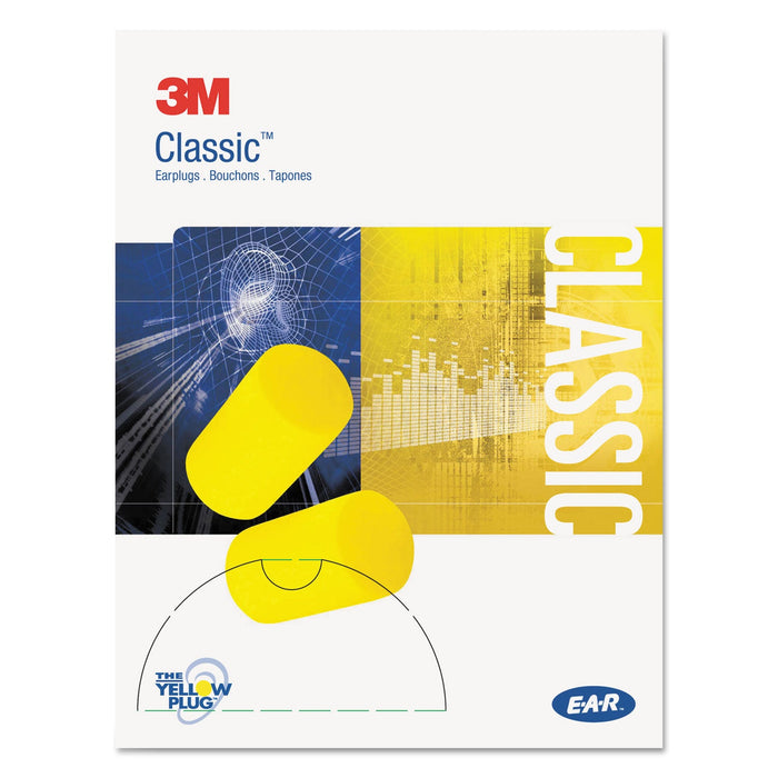 3M E-A-R Classic Small Earplugs in Pillow Paks, Cordless, PVC Foam, Yellow, 200 Pairs/Box