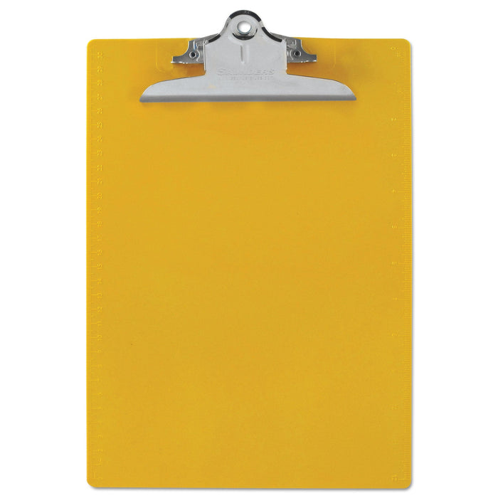 Saunders Recycled Plastic Clipboard with Ruler Edge, 1" Clip Capacity, Holds 8.5 x 11 Sheets, Yellow