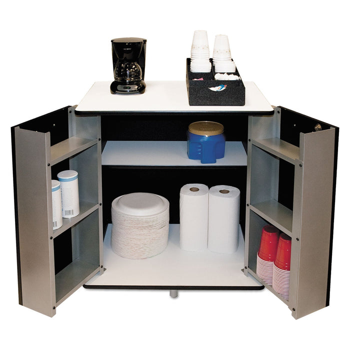 Vertiflex Refreshment Stand, Engineered Wood, 9 Shelves, 29.5" x 21" x 33", White/Black