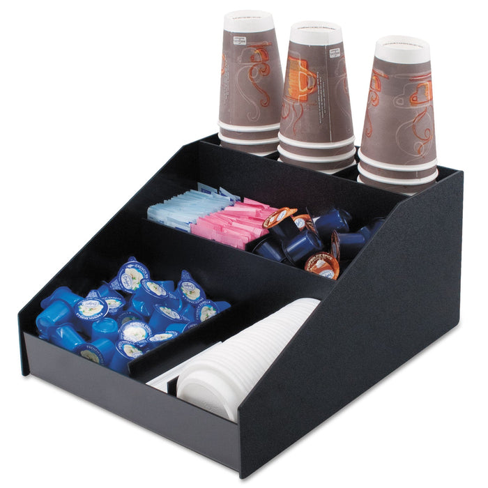 Vertiflex Horizontal Condiment Organizer, 9 Compartments, 12 x 16 x 7.5, Black
