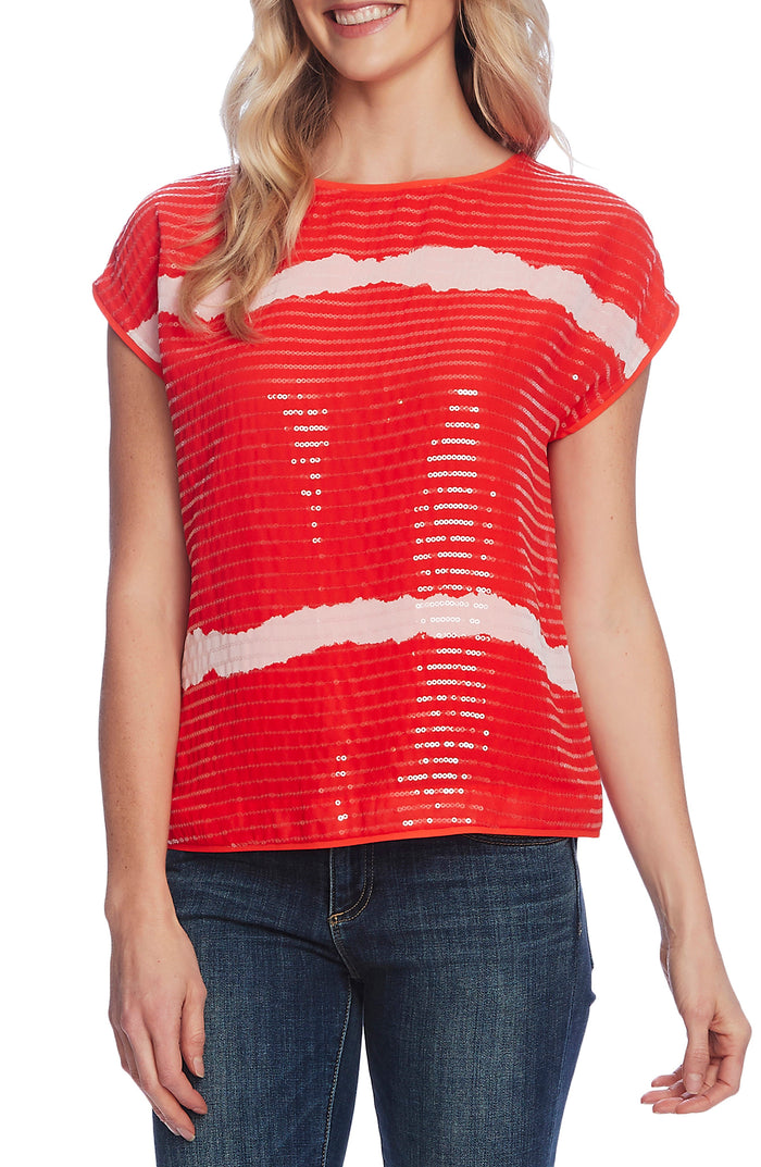 Vince Camuto Sequin Tie-Dye Top Womens, Size Small by Vanessa Jane